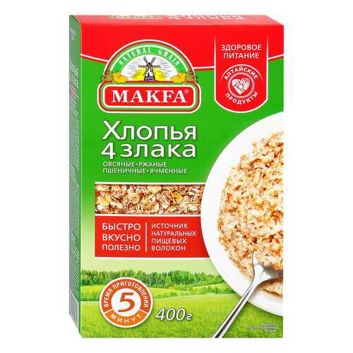 Хлопья Makfa 4 злака 400г в Ариант