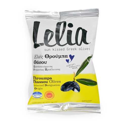 Оливки Lelia Трубес с косточкой чёрные 150г сашет Греция в Ариант