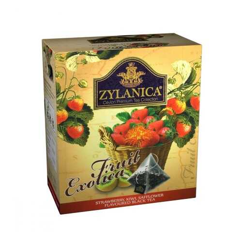 Чай Zylanica Fruit Exotica черный с клубникой киви лепестками сафлора 20 пирамидок в Ариант