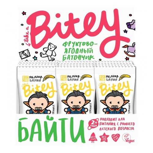 Батончик Фруктово-ягодный Bitey Яблоко-Банан 30 штук 25гр в Ариант