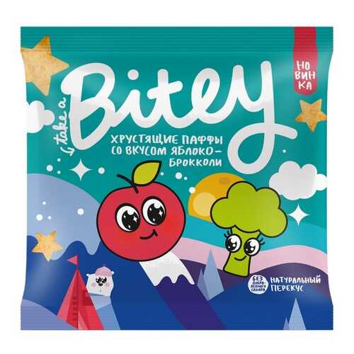 Экструдированные мультизлаковые фигурки Take a Bitey Паффы со вкусом Яблоко-Брокколи 20 г в Ариант