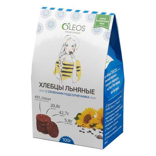 Хлебцы льняные Oleos с семенами подсолнечника 100 г в Ариант