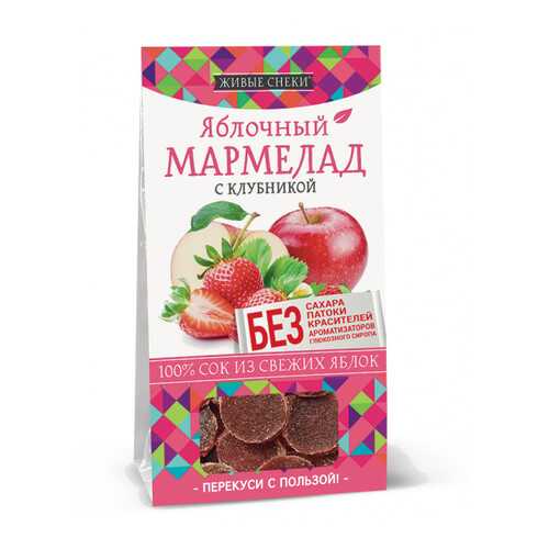 Мармелад яблочный Живые снеки с клубникой 90 г в Ариант