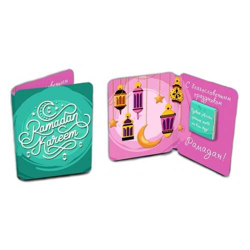 Шоколад Chokocat Ramadan Kareem. Зелёно-розовая, молочный, мини-открытка, 5 гр в Ариант