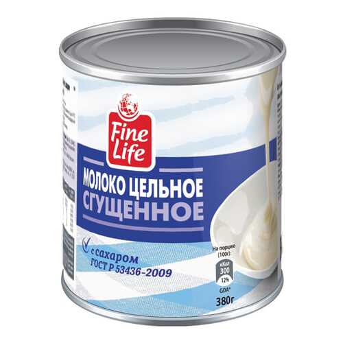Молоко Fine Life цельное сгущенное 8.5% с сахаром гост 380 г в Ариант