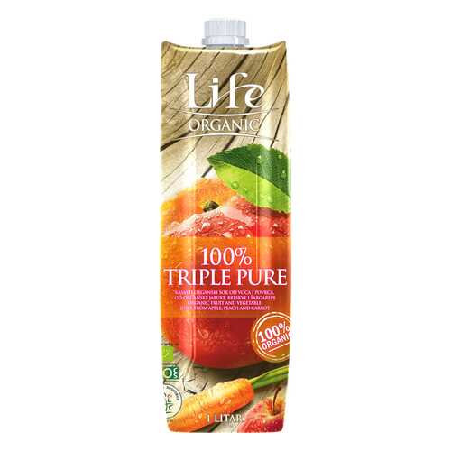 Сок Life premium яблочно-персиковый с добавлением морковного био organic 1 л в Ариант